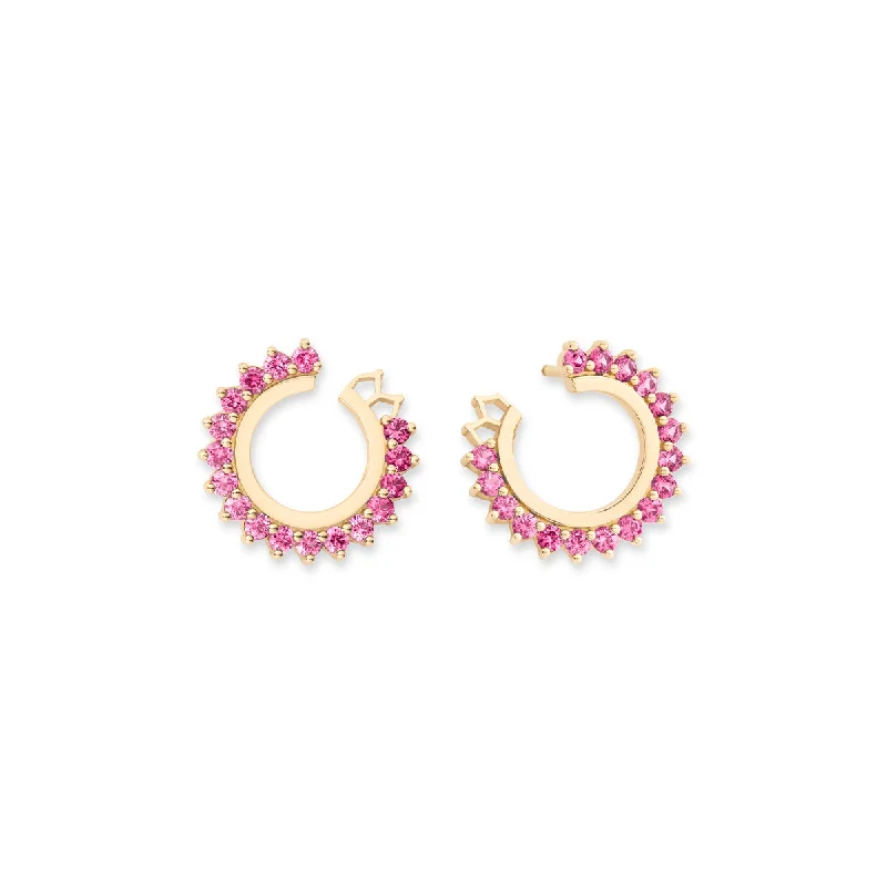 Pink Sapphire Forward Facing Hoops