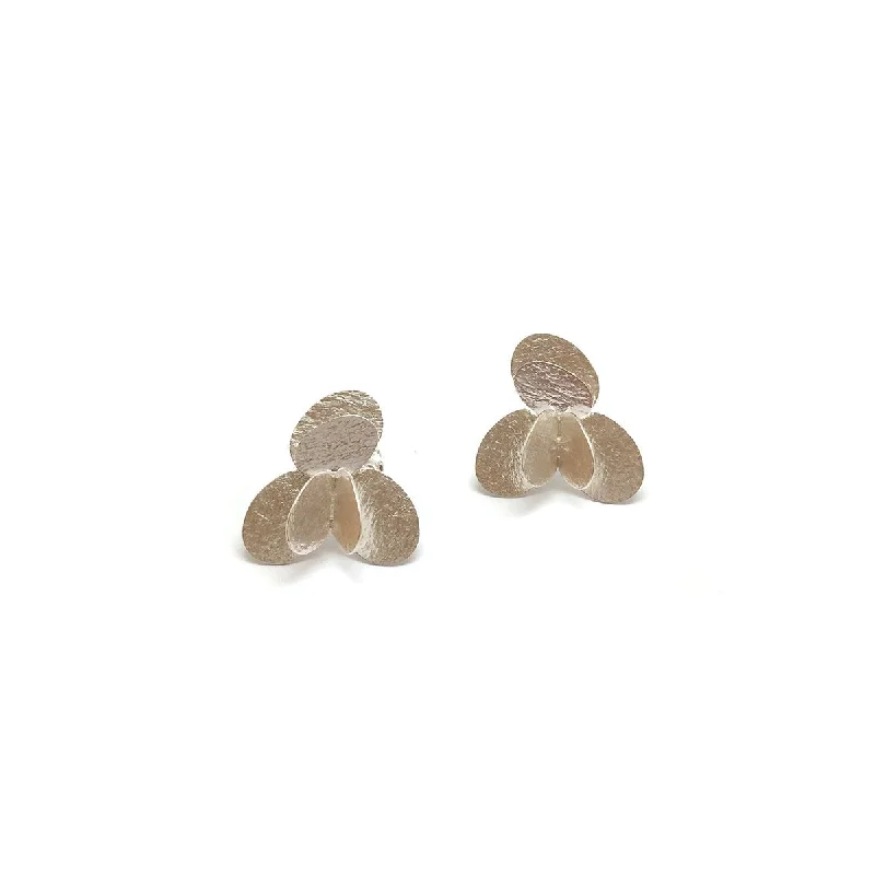 Small 3D Petal Earrings - Silver