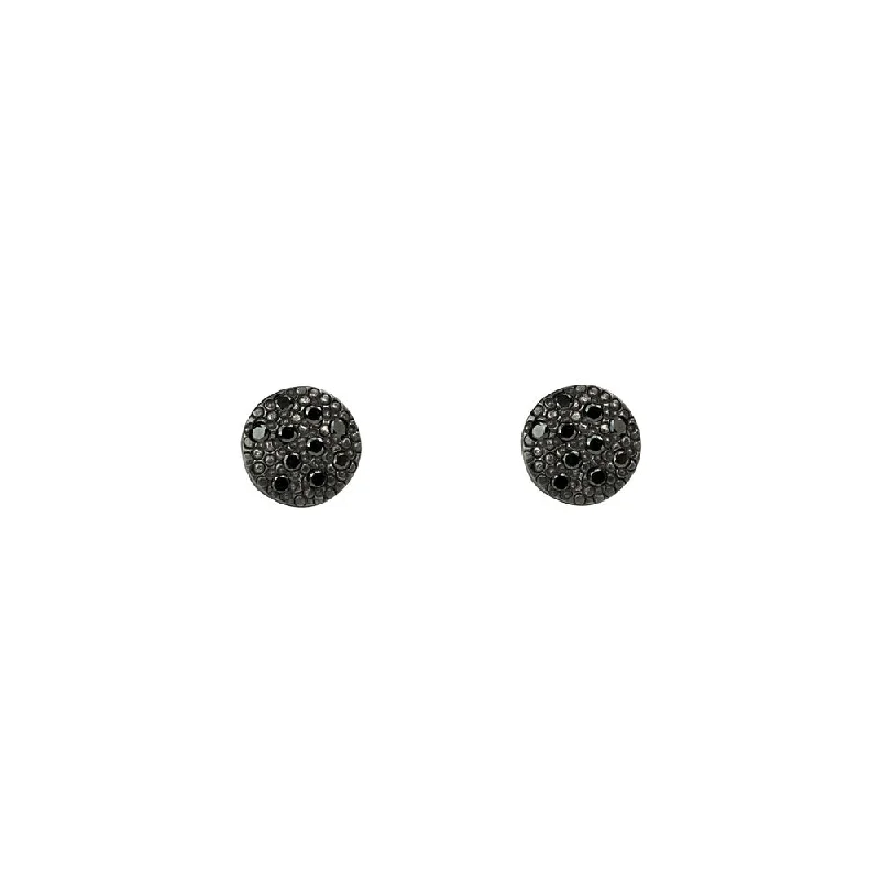 Sterling Silver CARMELA Earrings with Scattered Black Diamonds