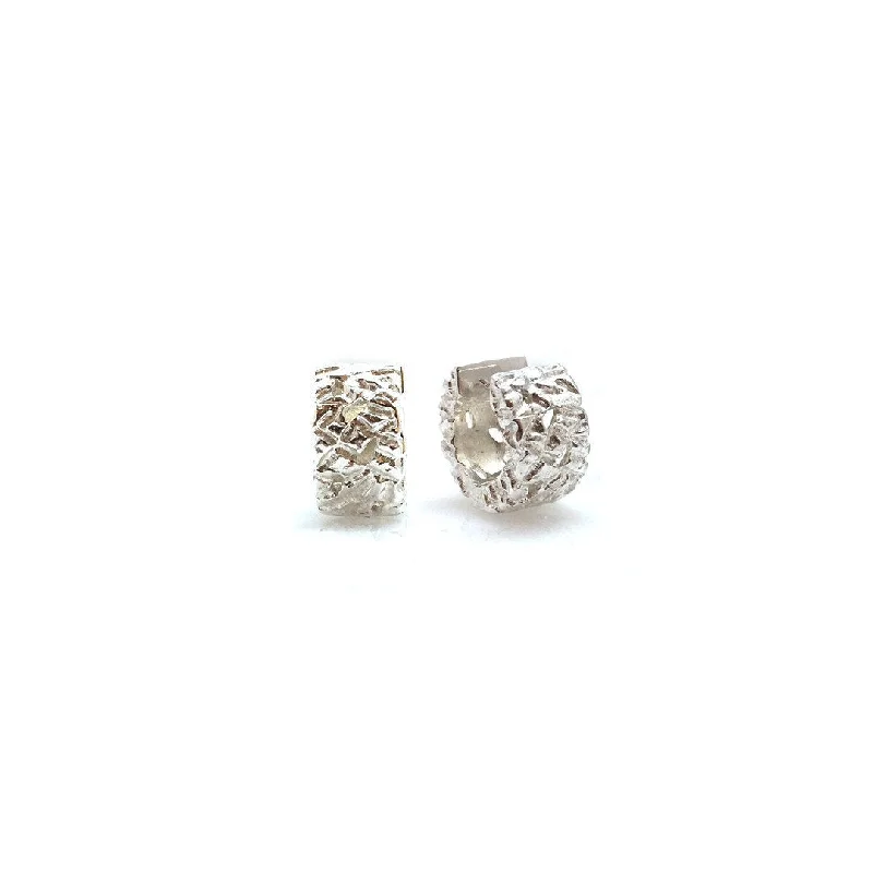 Nugget Texture Sterling Silver Huggies