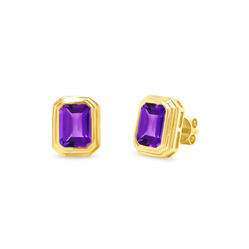 Triple Bezel Gemstone Studs