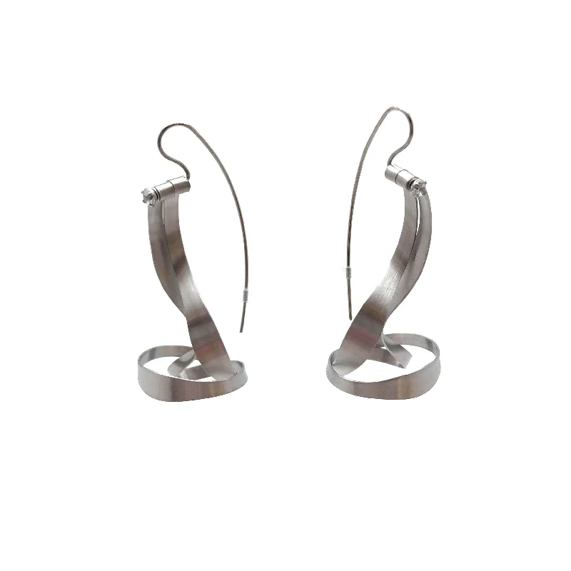 Cascading Ribbon Earrings - Steel