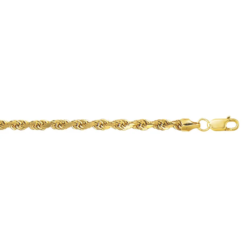 Twisted 22” Rope Chain 5mm Necklace in Yellow Gold