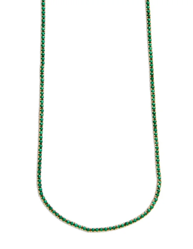 Yellow Gold Malachite Tennis Necklace