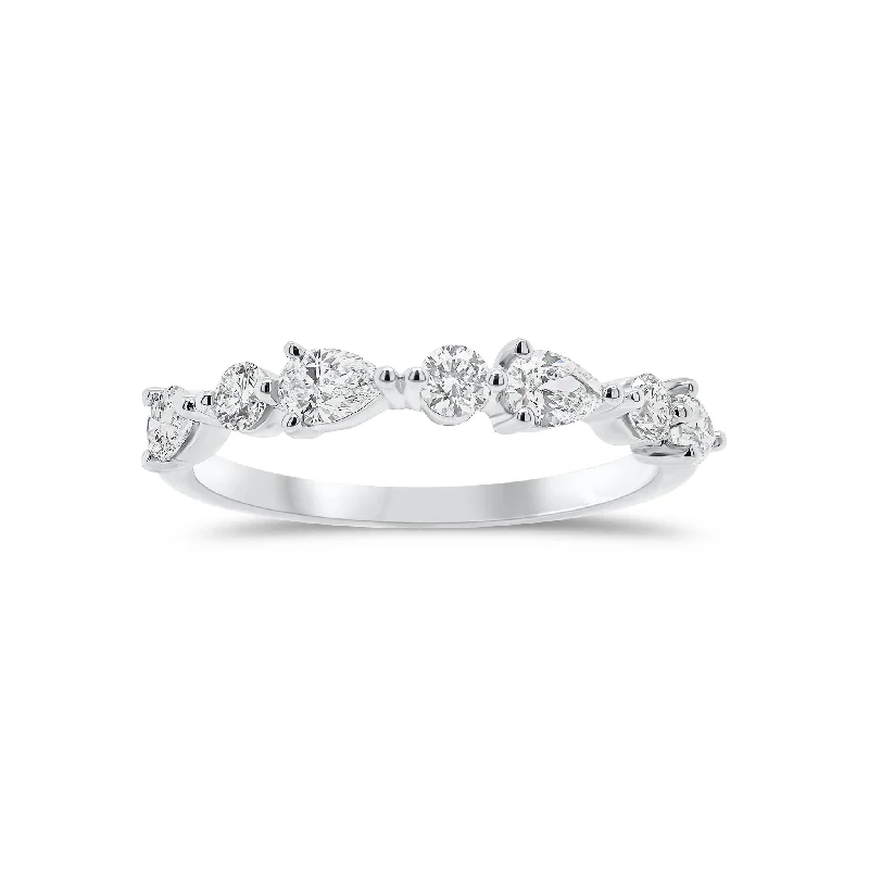 Pear & Round Diamond Wedding Band