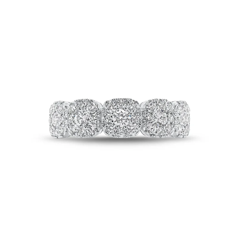 Halo Diamond Cushions Wedding Band