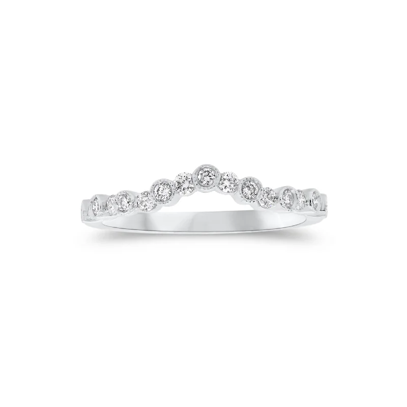 Bezel-Set Diamond Curved Wedding Band