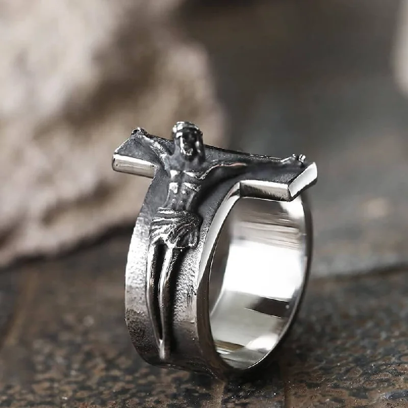 Crucifixion of Jesus Stainless Steel Cross Ring