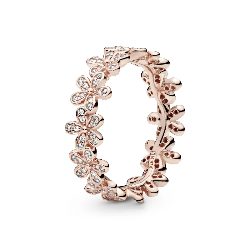 Daisy 14k Rose Gold-plated ring with clear cubic zirconia