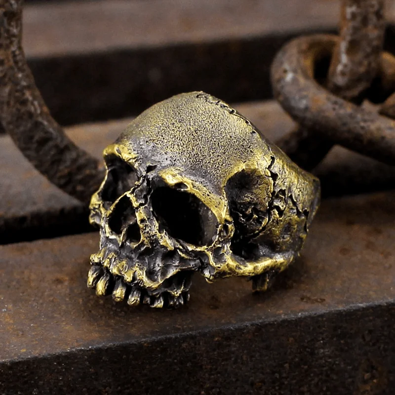 Dark Pioneer Brass Skull Ring