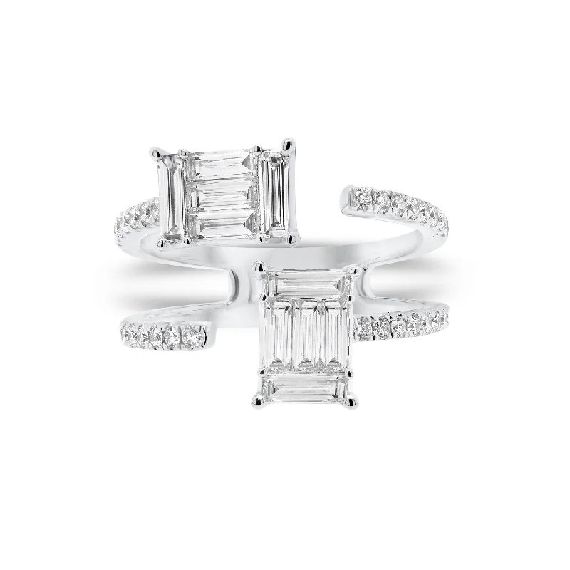 Diamond Baguette Double Claw Ring