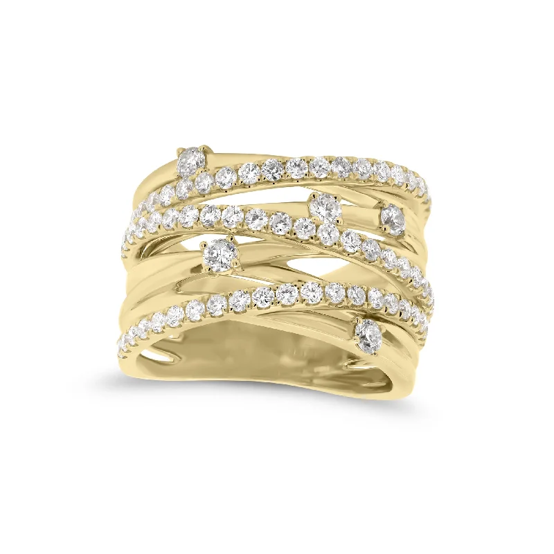 Diamond & Gold Multi-Band Ring