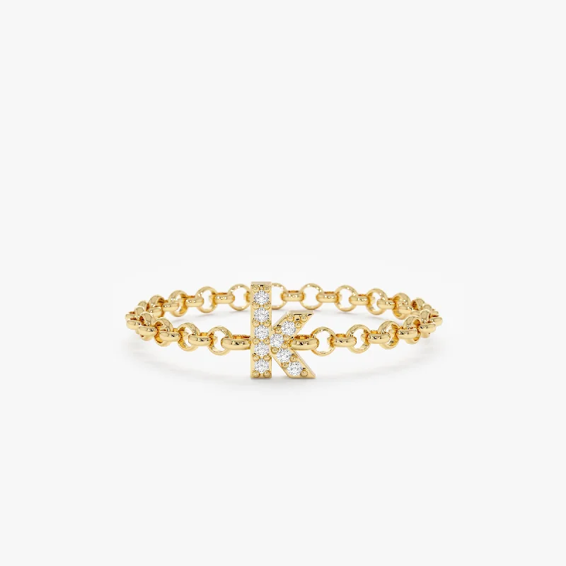 Diamond Letter Chain Ring, Mavis