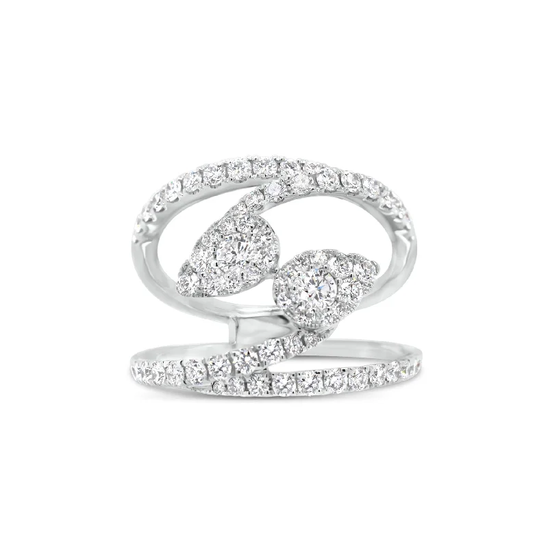 Diamond Teardrops Bypass Ring