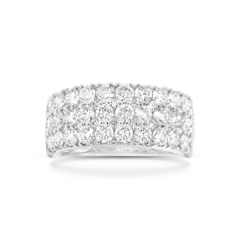 Diamond Triple Row Half-Way Wedding Band