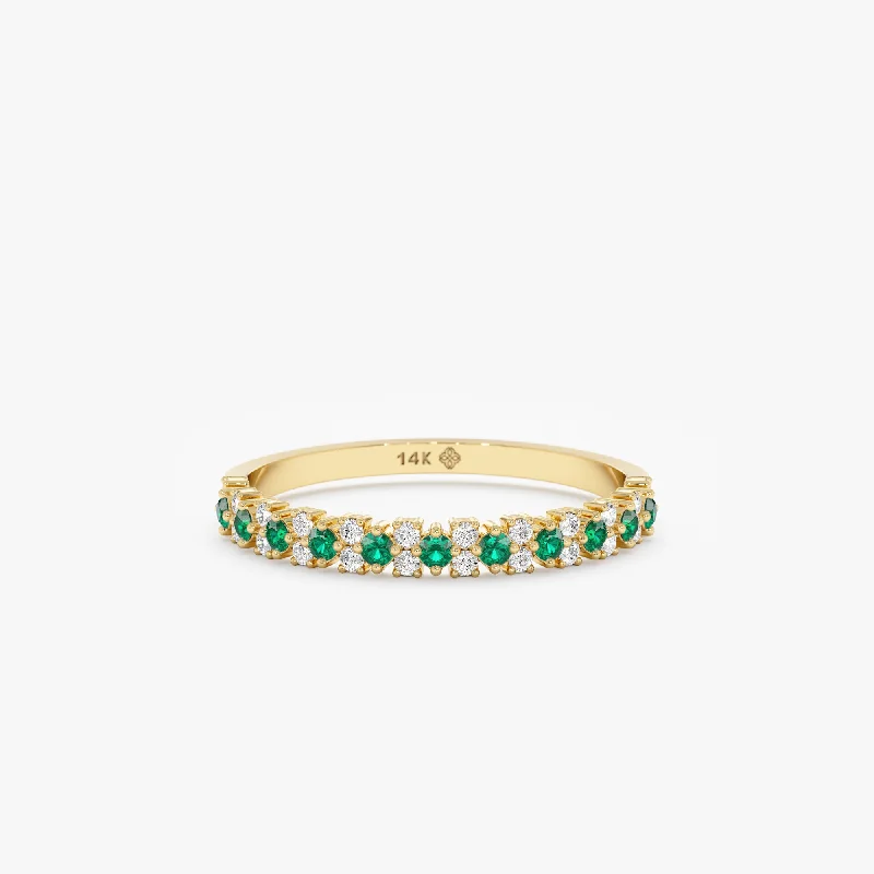 Emerald and Diamond Half Eternity Ring, Jade