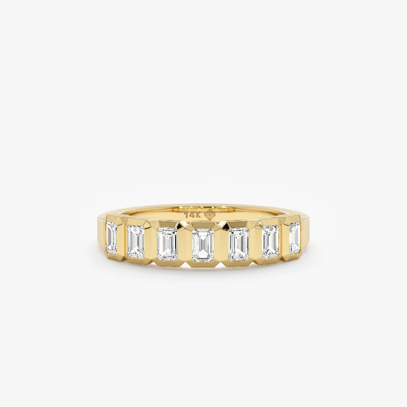 Emerald Cut Diamond Half Eternity Ring, Emory