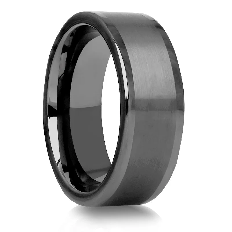 Gunmetal Tungsten Wedding Ring 8Mm Brush Finish Anniversary Engagement Band