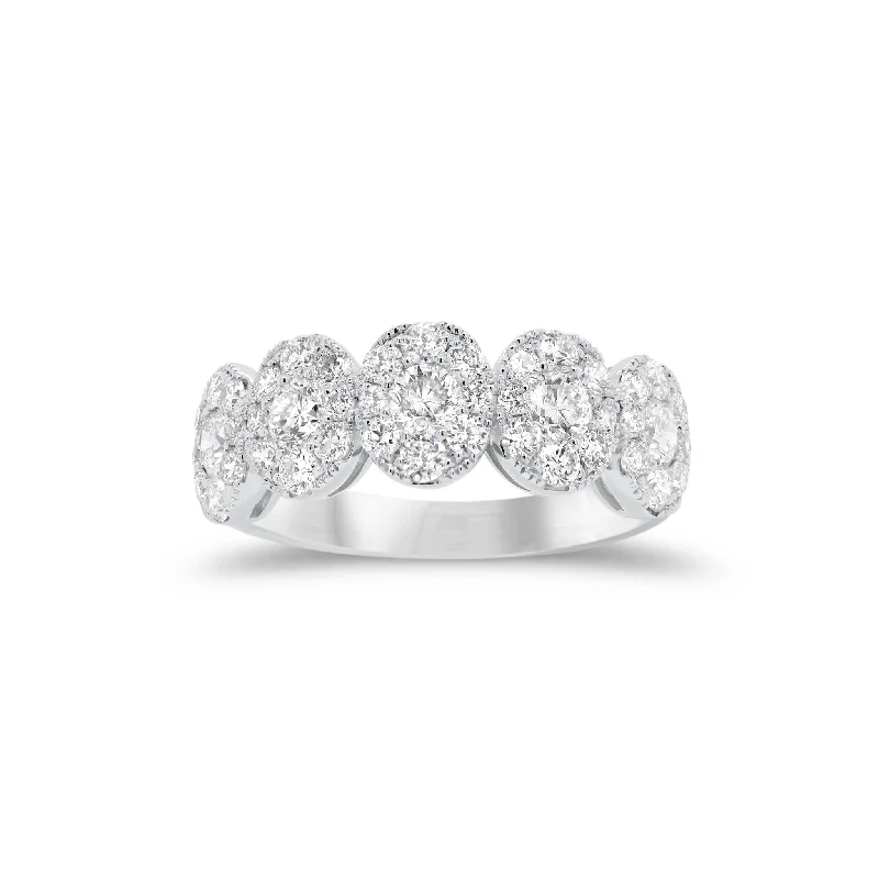 Halo Diamond Ovals Wedding Band