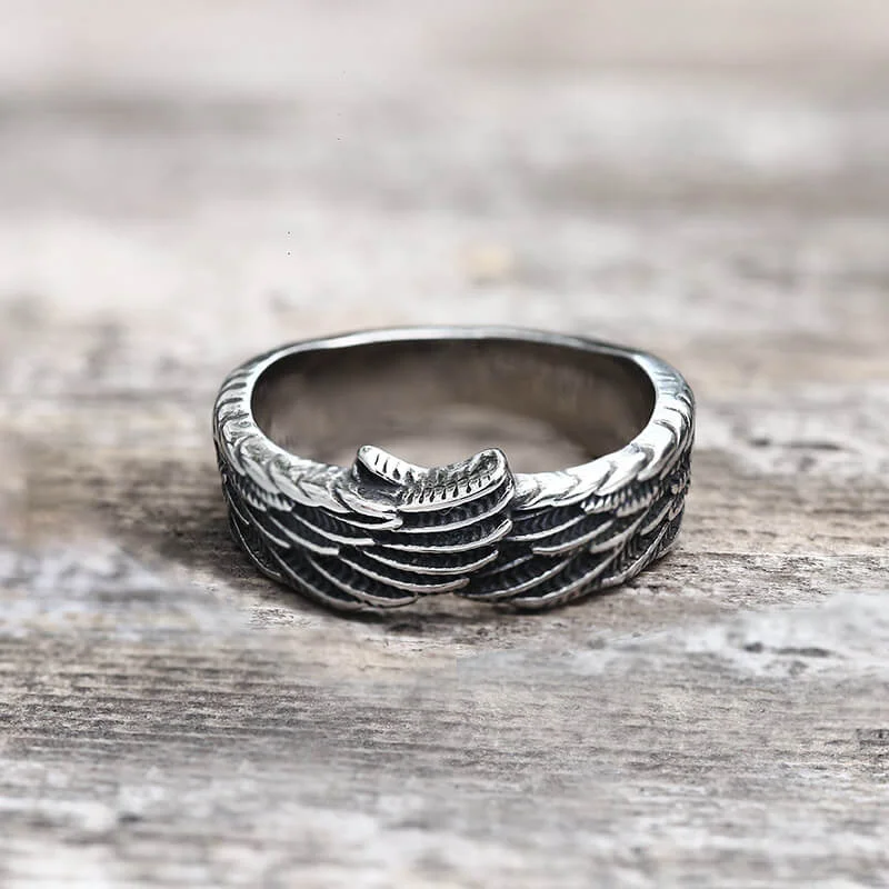 Hugging Angel Wing Stainless Steel Ring