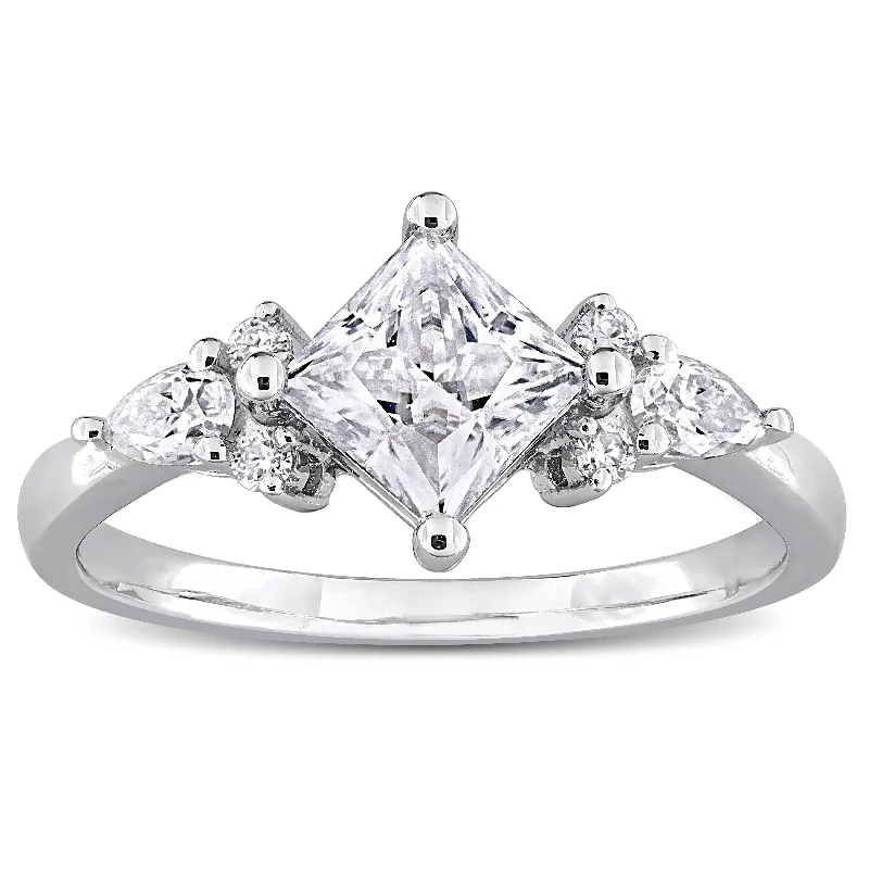 Miadora 1 2/5ct DEW Princess-cut Created Moissanite Engagement Ring in Sterling Silver