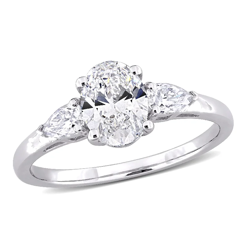 Miadora 1 3/4ct DEW Created Moissanite 3-Stone Ring in 10k White Gold