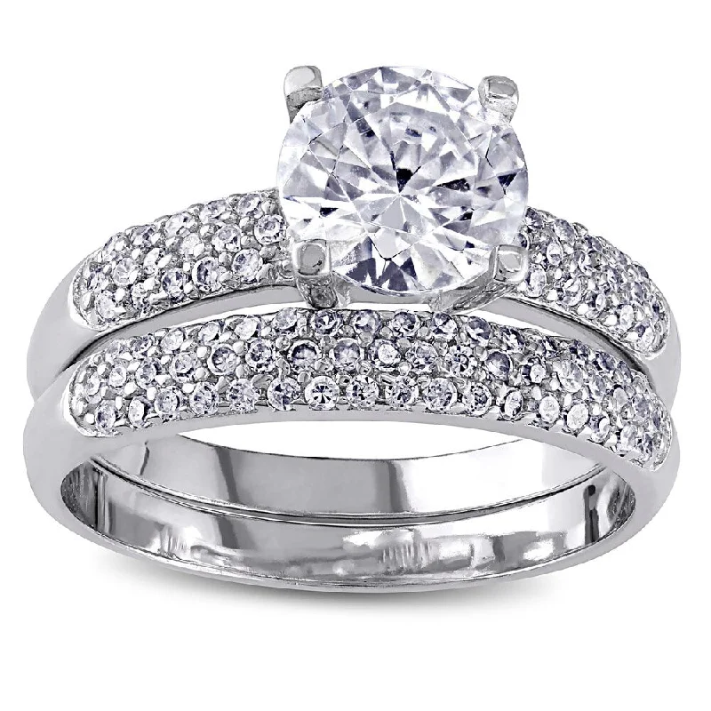 Miadora Sterling Silver Cubic Zirconia Bridal Ring Set