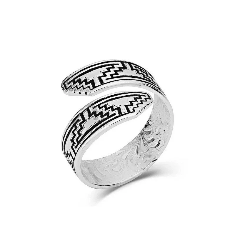 Montana Silversmiths Ring Women Southwestern Escape Wrap Etched RG5592 - Silver