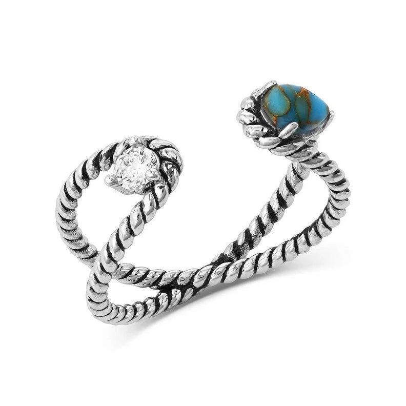 Montana Silversmiths Ring Women Stars And Sky Crystal Turquoise RG5622 - Silver