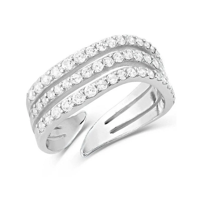 Montana Silversmiths Ring Womens Calm Waters Crystal Open RG5609 - Silver