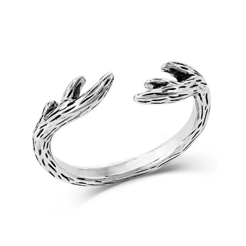 Montana Silversmiths Ring Womens Embrace The Wild Antler Open KTRG5654 - Silver