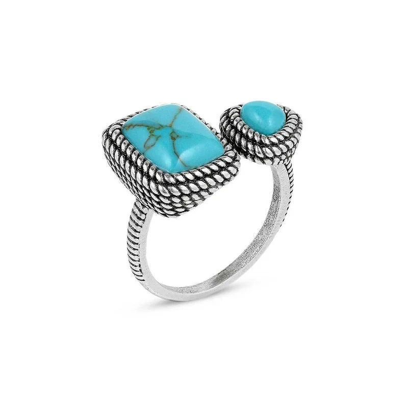 Montana Silversmiths Ring Womens Split Decision Turquoise Open RG5776 - Silver