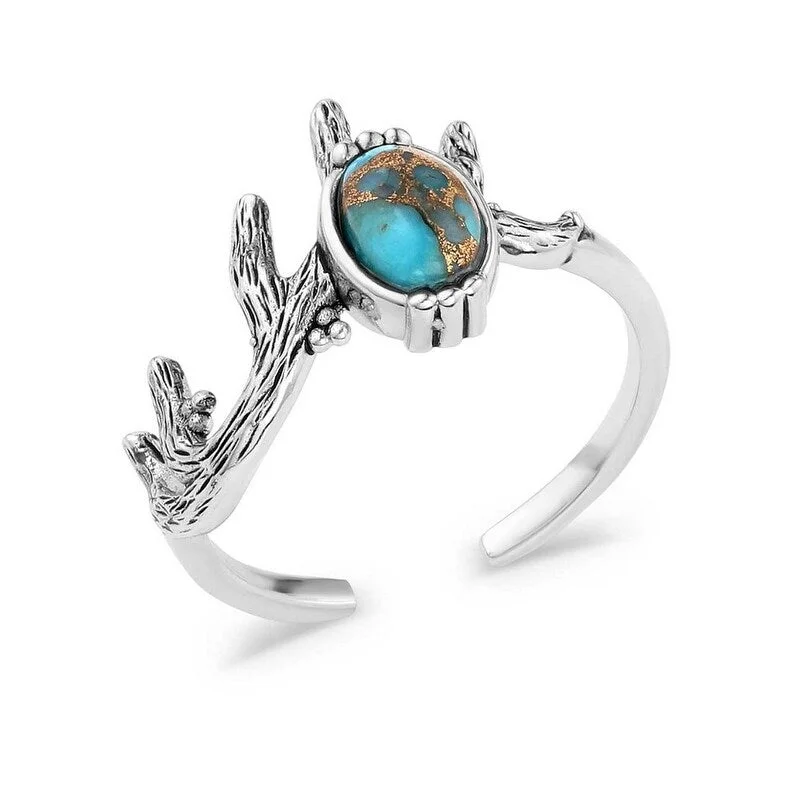 Montana Silversmiths Ring Womens Turquoise Haven Open KTRG5994 - Silver