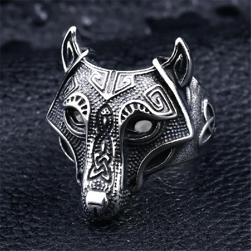 Nordic Wolf Stainless Steel Viking Ring