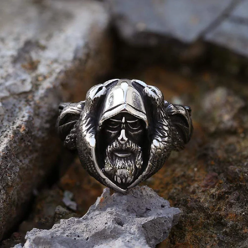 Mythology Odin Wolf Stainless Steel Viking Ring