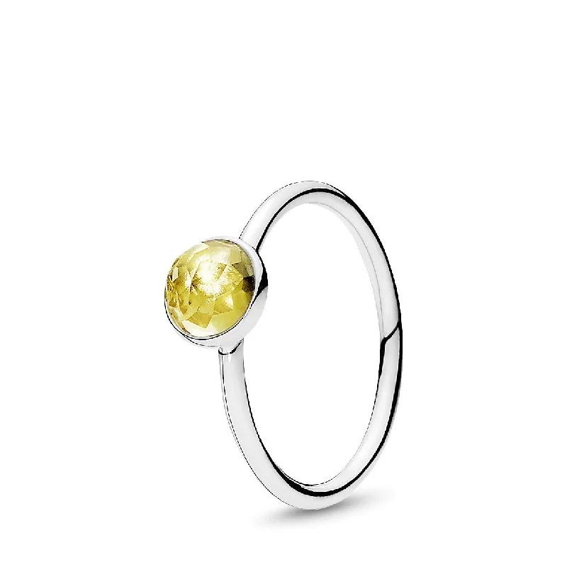 November birthstone silver ring with citrine, 6 mm