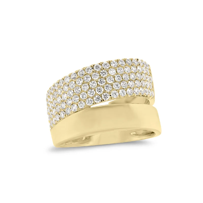 Pave Diamond & Gold Double Band Ring