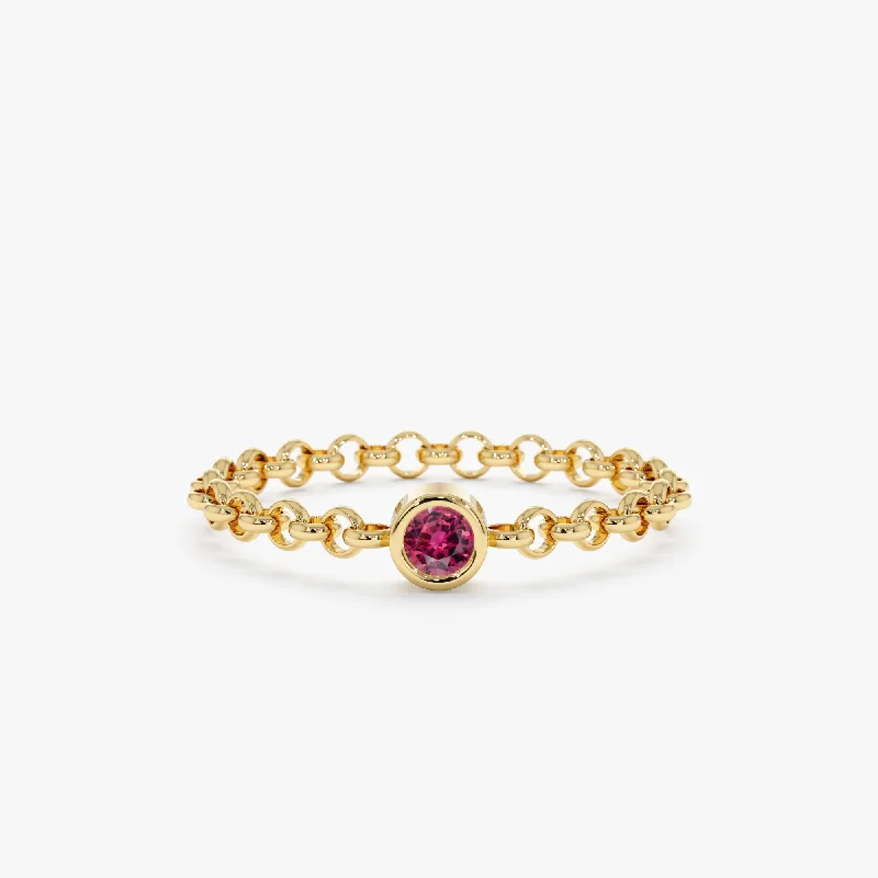 Pink Tourmaline Chain Ring, Adriana