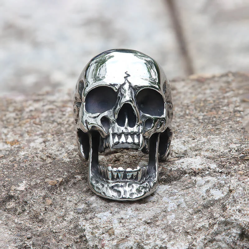 Roaring Stainless Steel Skull Ring