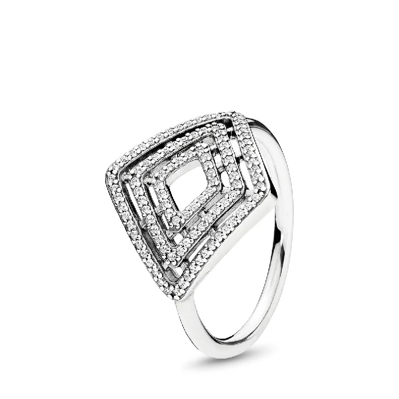 Silver ring with clear cubic zirconia