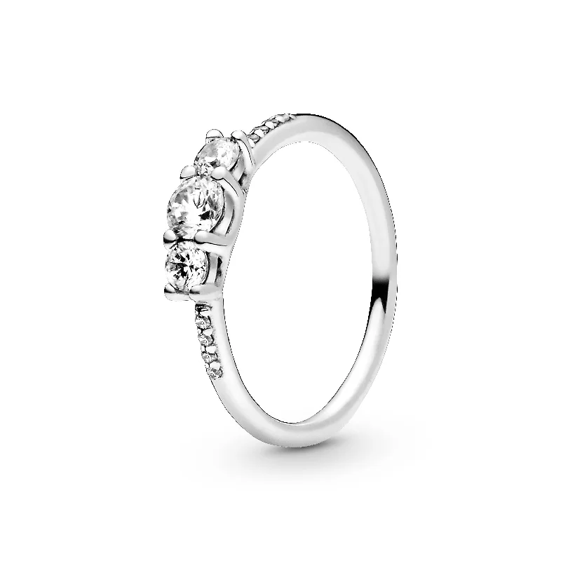 Silver ring with clear cubic zirconia