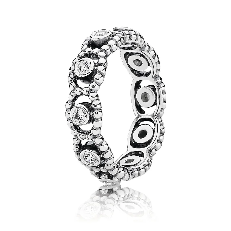 Silver ring with cubic zirconia