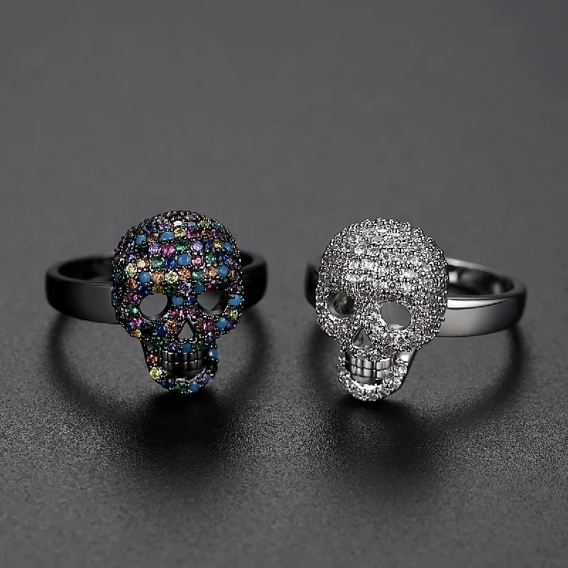 Wholesale Halloween Skeleton Copper Zircon Ring