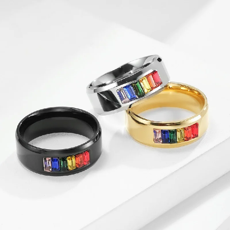 Wholesale Rainbow LGBT Titanium Steel Rings