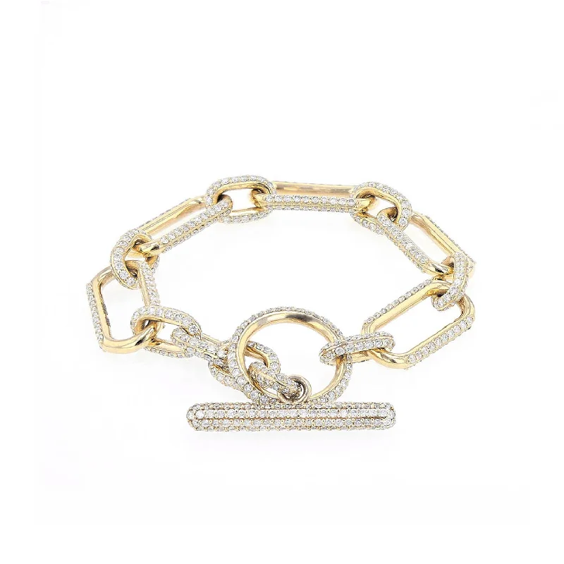 14k Gold Gwyneth Link Diamond Toggle Bracelet