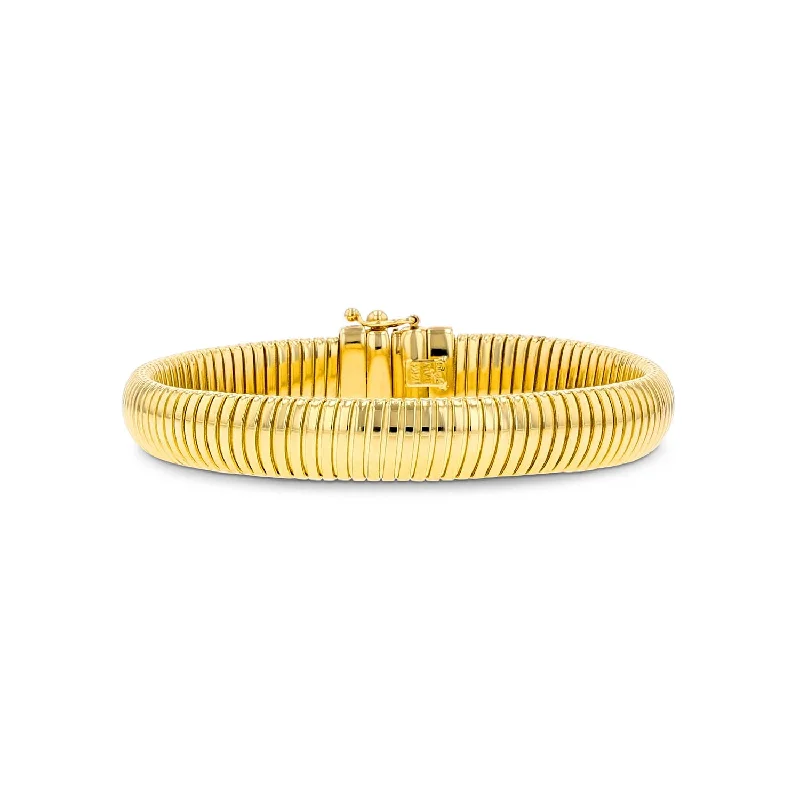 14k Gold Chunky Tubogas Flexible Chain Bracelet