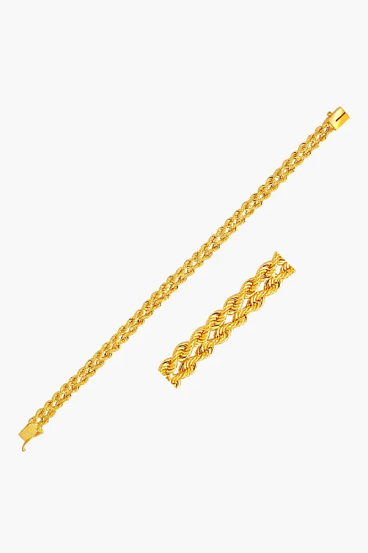 14k Gold Two Row Rope Bracelet