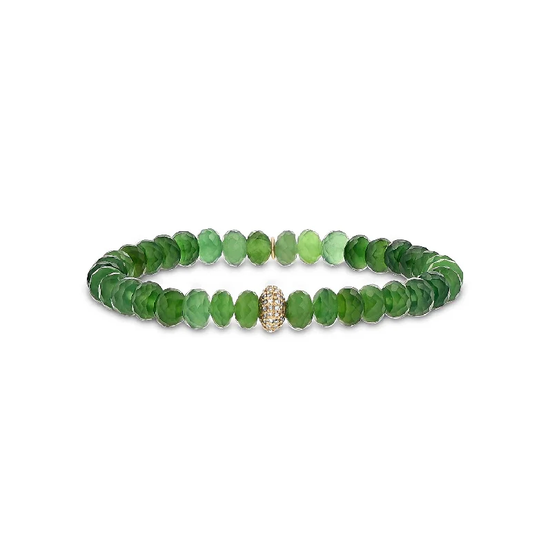 14k Serpentine Beaded Bracelet with Diamond Donut - 7mm