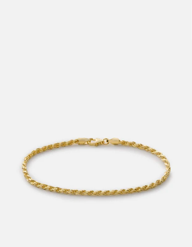 2.4mm Rope Chain Bracelet, Gold Vermeil