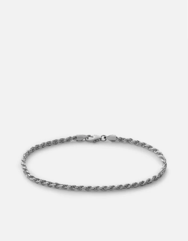 2.4mm Rope Chain Bracelet, Sterling Silver